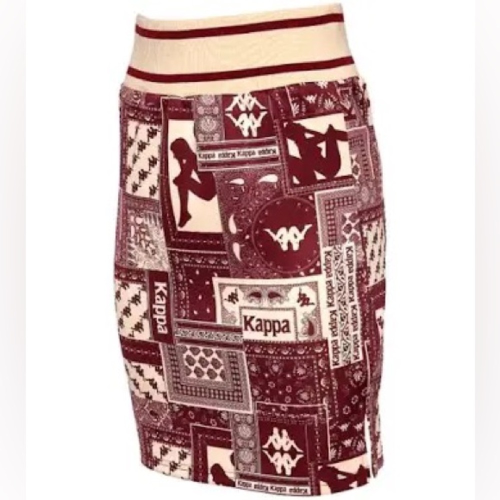 Kappa Red Bordeaux and Cream A-line Knee-length Skirt